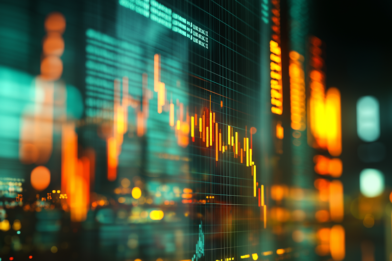 Financial analytics dashboard showing growth charts and investment performance data